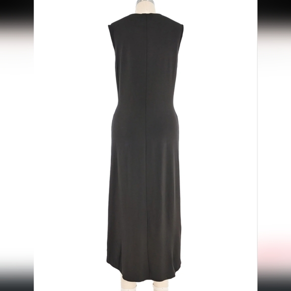 Celine Sable/Gray Ruched Deep V/ Zip Front Dress, Sz 40 - Picture 5 of 16